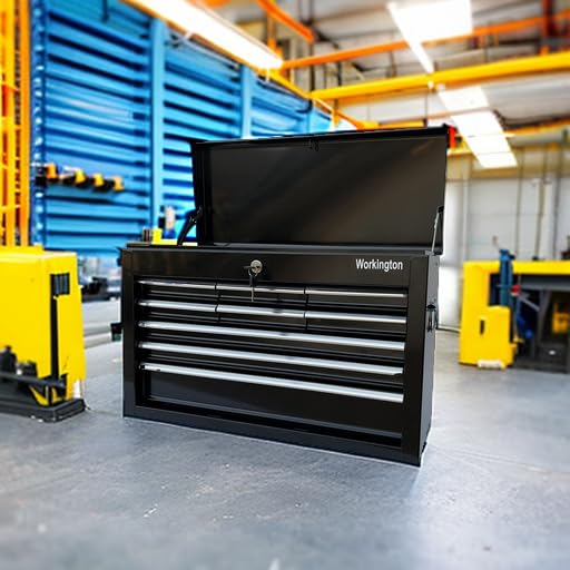 Workington Black 24" 9-Drawer Portable Metal Tool Chest Cabinet with Ball Bearing Slides