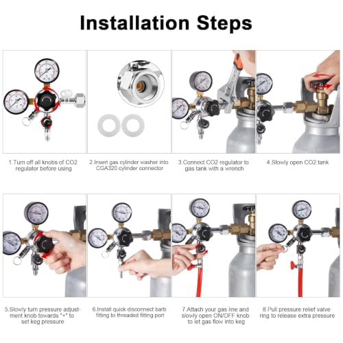 Dbgogo Dual Gauge CGA-320 CO2 Regulator for Kegerator - Threaded Fitting