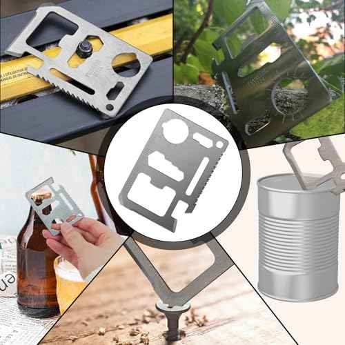 11-in-1 Credit Card Multitool For Men, 10 Pack Survival Pocket Tools, Thickened Stainless Steel Bottle Opener, Credit Card Wallet Tool, Double Row Sawtooth Pocket Tool