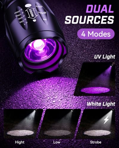 MOWETOO UV Flashlight with 395nm Black & White Light - Variation 1