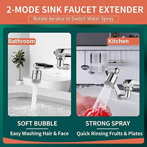 CECEFIN 1080¡Æ Swivel Faucet-Extender Sink-Aerator - 2 Mode Splash Water Filter Extension, Kitchen Bathroom 360¡Æ Rotatable Spray Attachment, Multifunctional Universal Robotic Arm -Wash Hand/Hair/Face