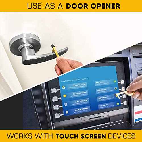 3pcs Brass Door Opener Keychain Tool - Touchless Key for Handles, Button Pusher Stylus, and Key Ring - Handy Utility Tool - by Mobi Lock