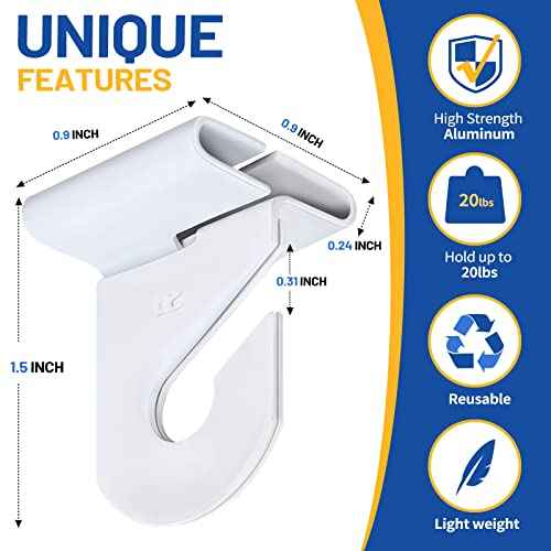 Wakhow 10 Pairs Drop Ceiling Hooks for Hanging, Suspended Track Ceiling Tile Clips, Ceiling Grid Hangers for Decorations from Classroom, Office, Home, Wedding, Hold Up to 20 lbs, 1" W X 1¨ö" H