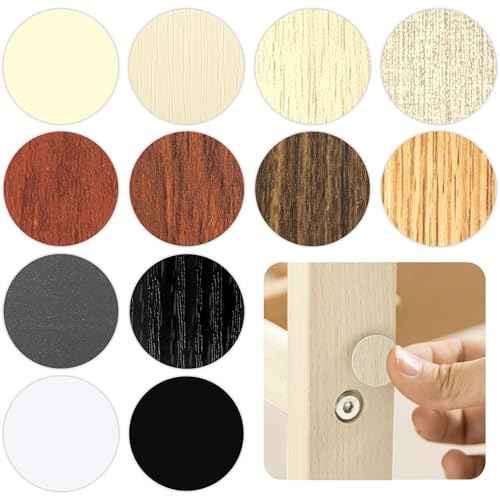648 PCS 12 Colors Self-Adhesive Screw Holes Covers Stickers PVC Dustproof for Wood Furniture Cabinet Wall Desk Chair Bookcase Shelve Plate