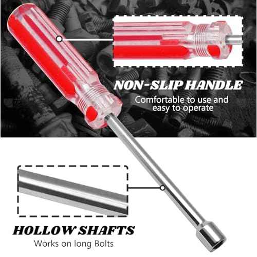5/16 Inch Hex Nut Driver, Socket Wrench Screwdriver with 3.7-Inch Hollow Shaft, Cushion Grip Handle
