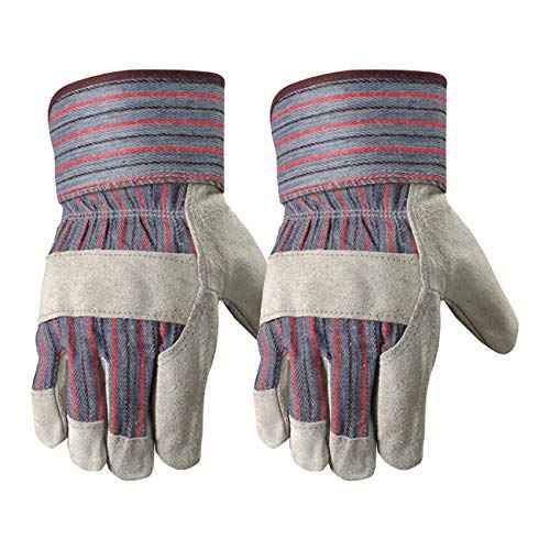 Wells Lamont 2 Pair Pack Men's Leather Work Gloves with Heavy Duty Reinforced Palms, Large (4006N-WNW), Grey