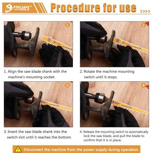 Wood Pruning Reciprocating Saw Blade,6-Inch 6TPI Reciprocating Saw for Tree Trimming, Wood Cutting (Yellow-5 Pack)
