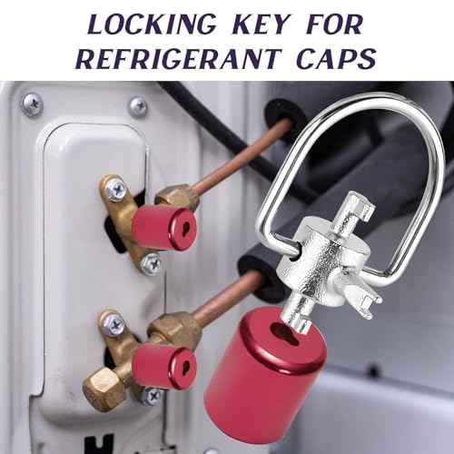 Hvac Locking Cap Key for Refrigerant, 3-in-1 Multi Hvac Key Tool for Hvac 410A & R22 Installation and Removal, Hvac Key Tool Universal Locking Cap Key for Refrigerant