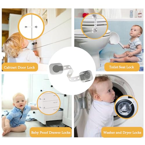 Fursafe&Q Child Safety Cabinet Proofing, Baby Cabinet Locks Adhesive Adjustable Child Safety Strap Locks Drawer Fridge Ovens Toilet Latches No Screws for Furniture Kitchen 6 Pack
