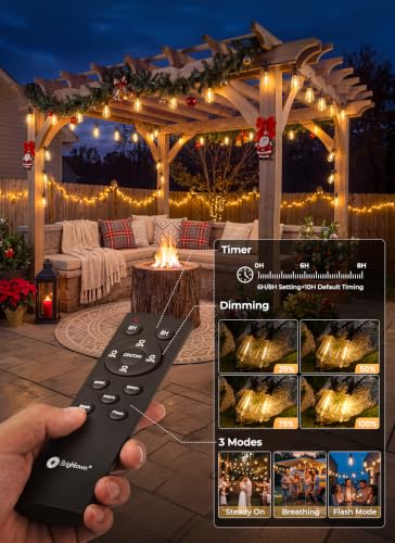 Brightown 52FT Solar String Lights with 15+1 Shatterproof Bulbs, Waterproof Outdoor Decor