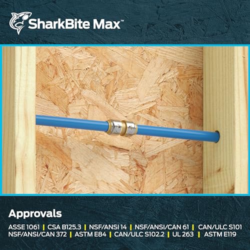 SharkBite Max 1/2 Inch Push-to-Connect Brass Pipe Coupling for PEX, Copper, CPVC, HDPE