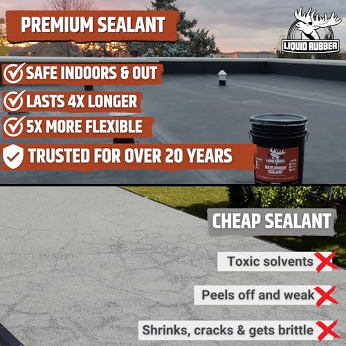 Liquid Rubber Waterproof Sealant - Roof & Gutter Coating, 1 Gallon, Black
