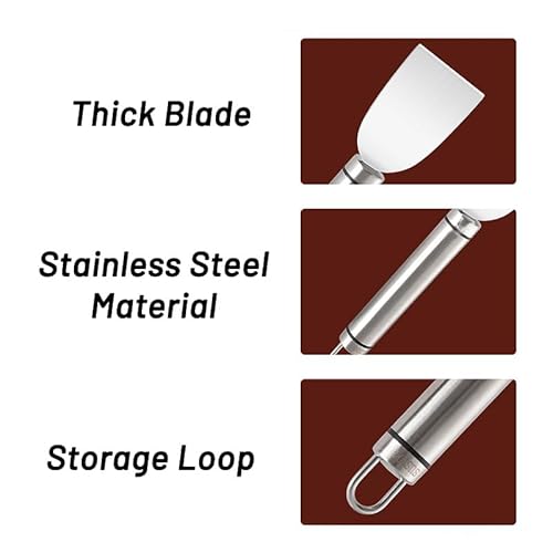2 Pack Stove Scraper for Tough Case - Wide Using Stainless Steel Scraper for Stove BBQ Grill Kitchen - Scraper for Cleaning Stove Top, Cooktop, Oven, Glass Scraper