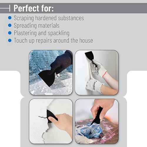 Bates 6 Pack Black Plastic Putty Knife Set - Paint Scraper, Spackle Tool, Spreader