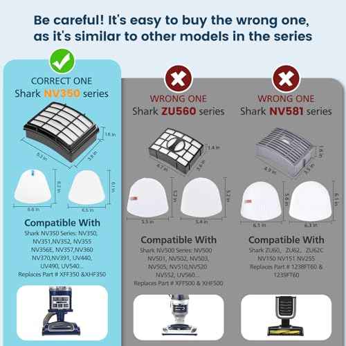 2 + 4 Pack Filters for Shark Vacuum Navigator Lift Away Filter Replacement ZU503AMZ NV350 NV351 NV352 NV355 NV356E NV357 NV360 NV370 UV440 UV540, Parts XFF350 XHF350