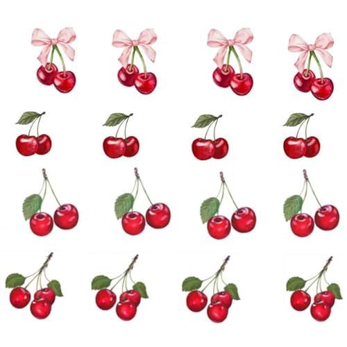 Cherry Wall Stickers,Cherry Wall Decals Peel and Stick for Kitchen Decor,Cherries Wallpaper Peel and Stick,Cherry Wall Art Decal Stickers 56 pcs
