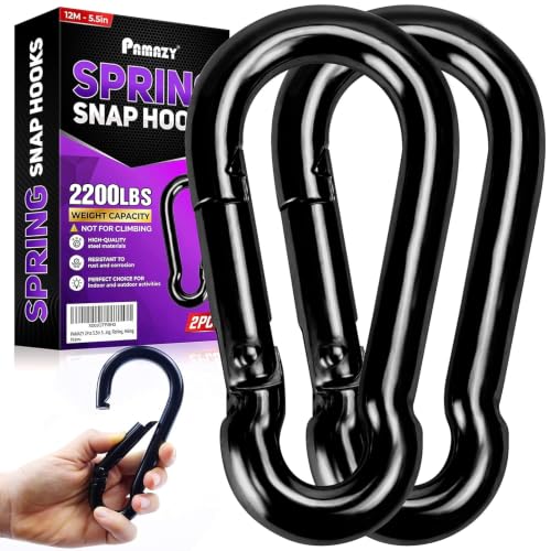 PAMAZY 2200LB Heavy-Duty Spring Snap Hook Carabiner Clips 5.5 Inch 2 Pack