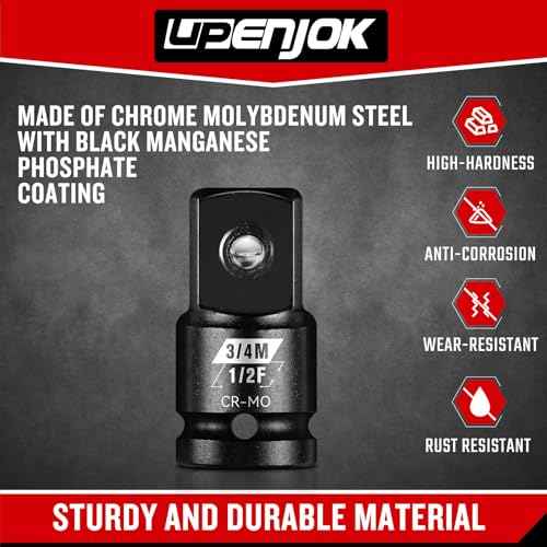 1/2¡±F to 3/4¡±M Impact Socket Adapter, Cr-Mo Steel, Impact Driver & Wrench Conversion Kit, Square Drive Socket Wrench Converter Adapter