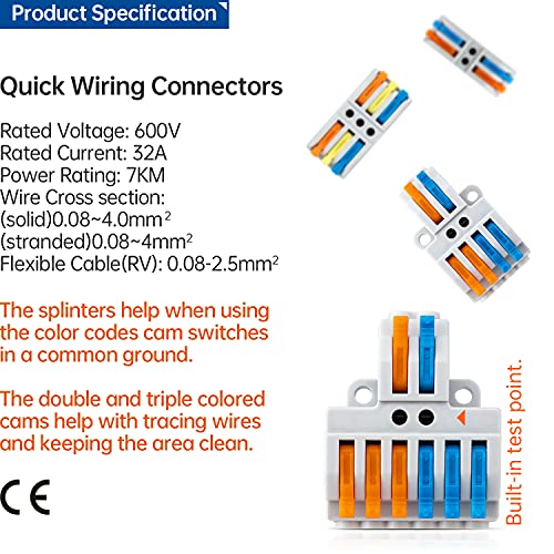 65 Pcs Wire Splicing Connectors Assortment Kit, AWG 28-12, Quick Wire Terminals