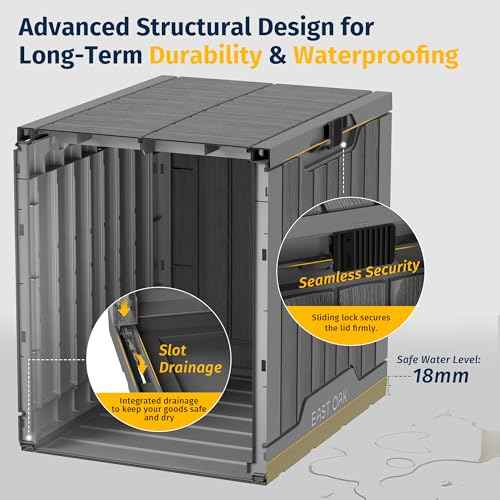 EAST OAK Outdoor Storage Box | 31 Gallon Deck Box Indoor and Outdoor Use | Waterproof Resin Storage Bin with Latch for Patio Cushions, Gardening Tools | UV Resistant | Deep Grey