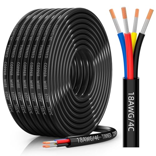 CONEPY 18/4 Gauge Tinned Copper Electrical Wire 30FT - High Conductivity & Waterproof