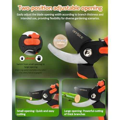 8-Inch Pruning Shears for Gardening, Professional Japanese SK5 Steel Garden Scissors with Teflon Coating, Adjustable 25mm Cutting Range, Safety Lock, Ideal for Branches, Flowers & Bonsai
