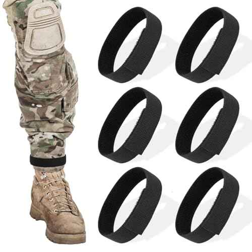 6 Pcs Ankle Strap, Boot Blousers Ankle Strap Elastic Boot Straps Bicycle Pant Leg Straps Adjustable Cycling Ankle Safety Band Black Elastic with Buckle for Riding Climbing Fishing Outdoor Sports