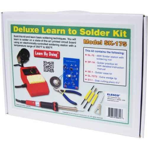 Elenco Deluxe Learn to Solder Kit | Fully Adjustable Soldering Station | Temperature Range: 350¡Æ-900¡ÆF | SL-75T2 Wedge Tip | ST-1 Side cutters | SE-1 Solder Ease Kit | SP-1A Solder Practice Kit