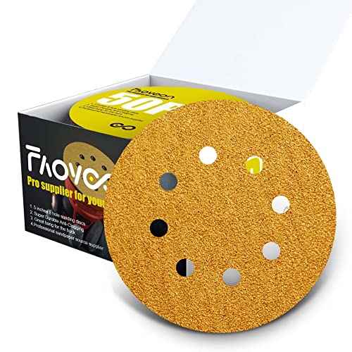5 Inch Sanding Discs Hook and Loop | 60/80/120/220/320 Grit Sandpaper Assortment | Orbital Sander Pads | Sand Paper for Automotive and Woodworking | 50 Pack