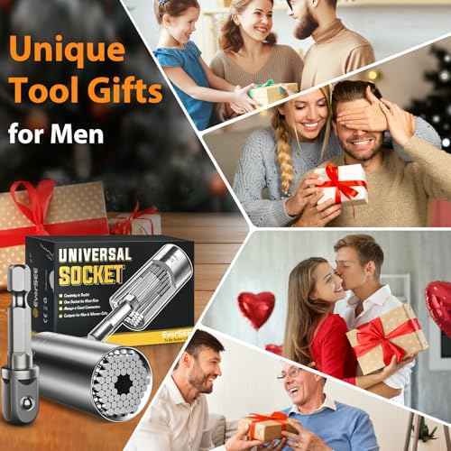 Universal Socket Tool Gifts for Men Stocking Stuffers for Men Dad Adults, Super Grip Socket Power Drill Adapter, Christmas Gadgets Birthday for Husband Him Boyfriends Women Who Have Everthing