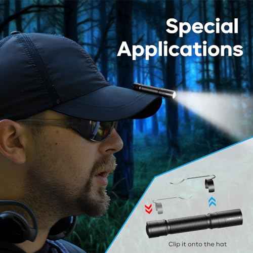 Mini Flashlight, Super Bright Small Tactical Flashlight, Ultra-Compact Powerful Flashlight, High Lumens Pocket Pen Light with Clip for Camping, Outdoor, Emergency