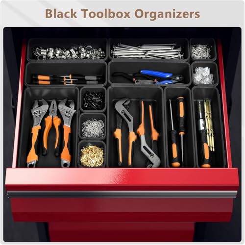 A-LuGei 100pcs Tool Box Organizer Tray Set, 6 Sizes - Black