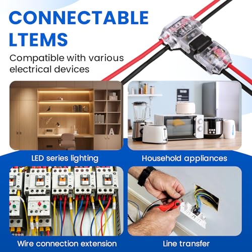 30PCS Low Voltage 3-Way Wire Tap Connectors for 18-22 AWG Cables, Solderless Splitters