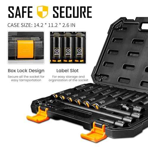 BOEN Pro 1/2" Drive Metric Deep Impact Socket Set, 21-Piece CR-MO &CR-V Steel, Upgraded Torque & Durability, 10mm-24mm, Includes Extension Bars, Universal Joint, Adapter ? Meets ANSI