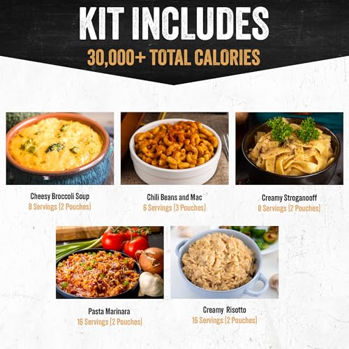 Ready Hour 120 Servings Emergency Freeze-Dried Food Supply - Long Shelf Life Survival Meals for Disaster & Outdoor Use