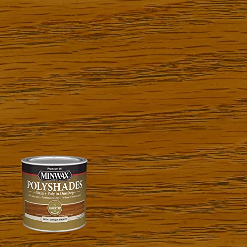 Minwax PolyShades Satin Antique Walnut Wood Stain & Polyurethane, 0.25 Quart