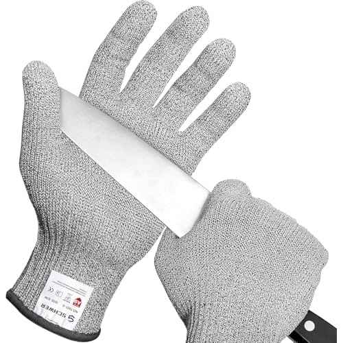 Schwer SlicePro ANSI A9 Cut Resistant Gloves, Food Grade Reliable Cutting Glove, Mandoline Gloves for Kitchen Meat Cutting, Oyster Shucking, Fish Fillet Processing, Non-PFAS, PR1501-G, L