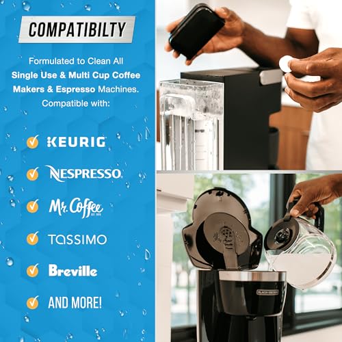 ACTIVE Coffee Machine Cleaner Descaler Tablets - 24 Count, Compatible with Nespresso, Keurig, Ninja, DeLonghi & More, Descale & Clean Coffee Makers