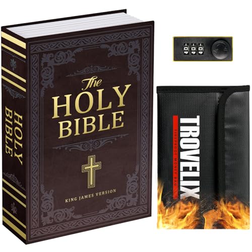 KOFAIR Bible Book Safe with Combination Lock, Fireproof Bag, Large Hidden Storage