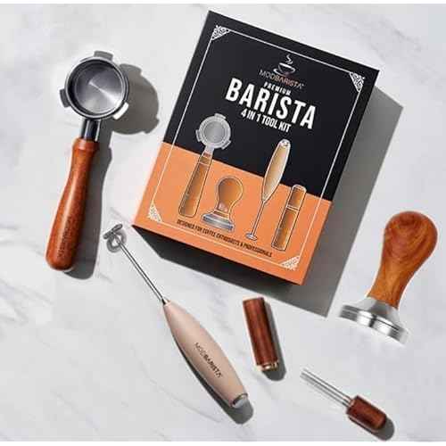 54mm Bottomless Portafilter-Tamper-Milk Frother-WDT Tool-Breville-Rosewood -Barista Coffee Espresso machine Accessories-Premium-Gift for Coffee Lovers MODBARISTA Premium Barista 4-IN-1 kit