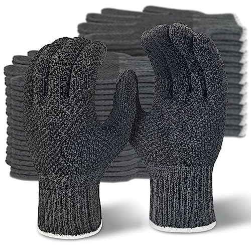 Evridwear Cotton Work Gloves Heavyweight with Anti-Slip Grip Dots,String Knitted Glove for Warehouse Gardening