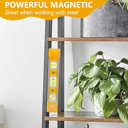9 Inch Torpedo Magnetic Level with 3 Bubbles — 45/90/180 Degrees for Picture Hanging & Shelves