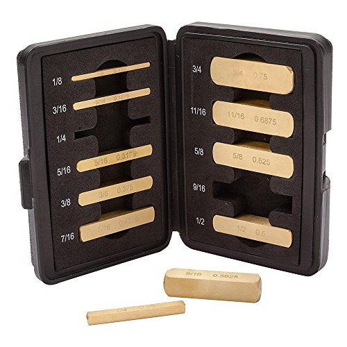 Rockler Precision Brass Setup Bars Master Set (11 sizes) with Case – Height Gauge for Table Saw & Router