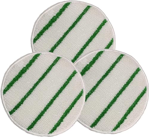 17 Inch Commercial Low-Profile Carpet Bonnet with Scrubber Strips - 3-Pack