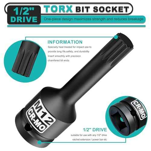 1/2" Drive M12 XZN Bit Socket, Triple Square Spline Bit Socket, CR-MO, Professional Mechanic and Auto Repair