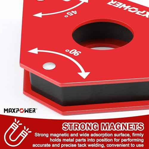 MAXPOWER Welding Magnets, 2-piece Welding Magnet Set, 75 LBS Holding Power Welding Accessories, 45¡Æ and 90¡Æ Angle Welding Magnet Holder for Welding Work
