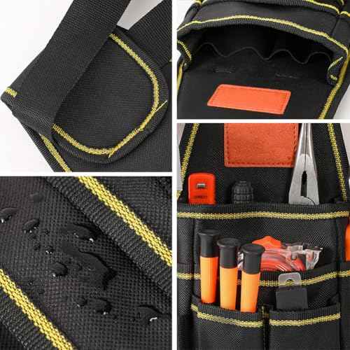 Tool Belt, Small Tool Pouch with Belt Clip, Electrician Tool Pouch, Tool Belts for Men, Utility Pouch with Adjustable Belt for Electrician,Carpenter,Construction,7 Pocket Organizer