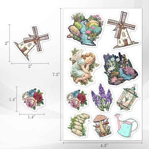 Pack 50 Pcs Plants Garden Stickers for Water Bottles Funny Laptop Cups Luggage Scrapbooking Journaling Teens Kids Girls Boys Adults Waterproof Aesthetic Sticker Small Vinyl Decals