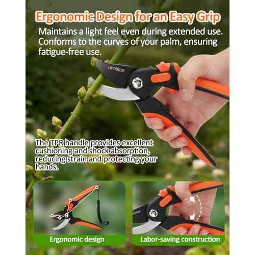 8-Inch Pruning Shears for Gardening, Professional Japanese SK5 Steel Garden Scissors with Teflon Coating, Adjustable 25mm Cutting Range, Safety Lock, Ideal for Branches, Flowers & Bonsai