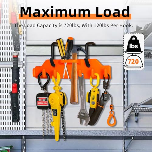 Noliven Lineman Tool Board with 6 Hooks - 2x3in & 2x4in Aerial Bucket Hooks, Orange